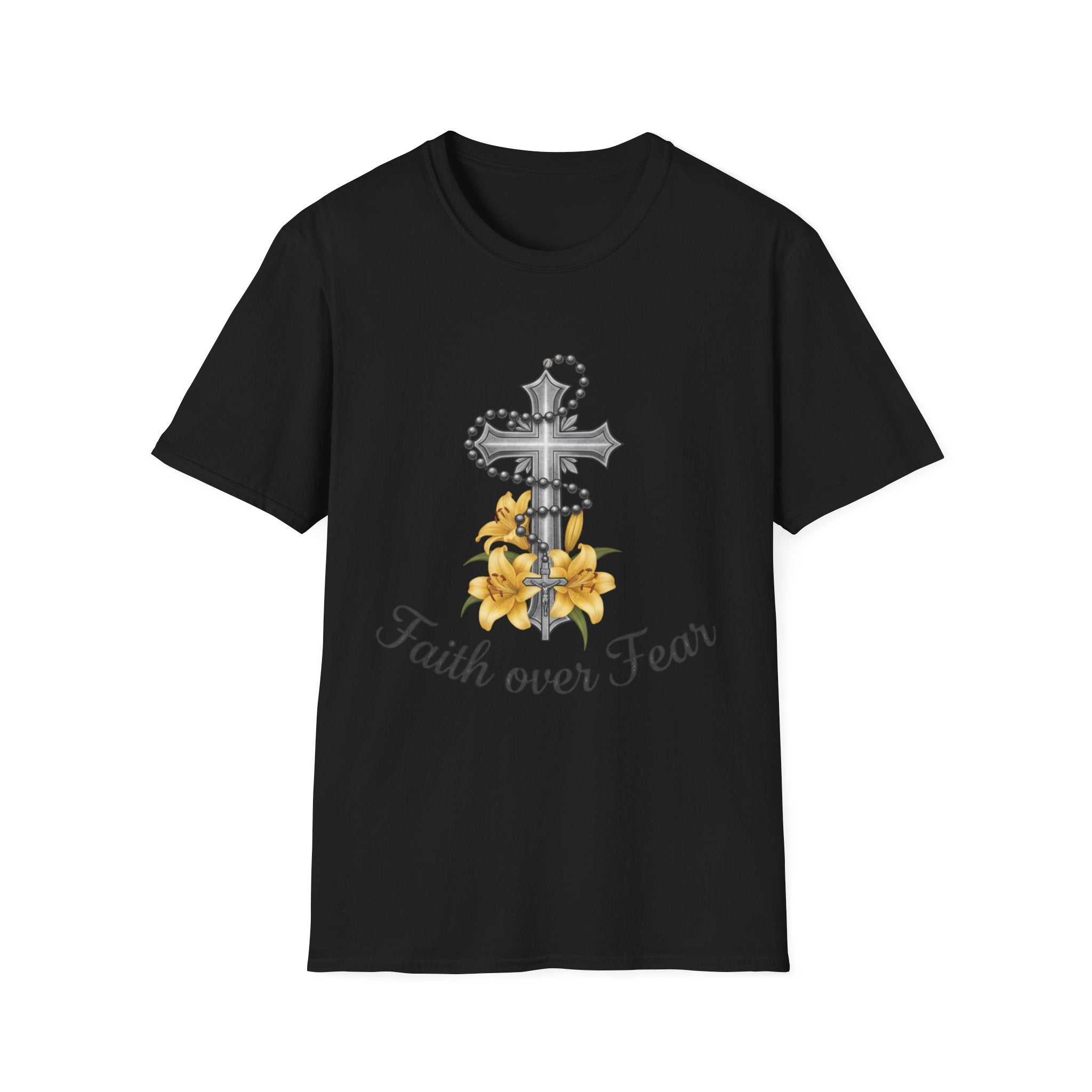 Faith Over Fear T-Shirt — Cross with Lilys Christian Inspirational Tee
